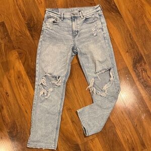 American Eagle Outfitters Light Blue Distressed Ankle Jeans
